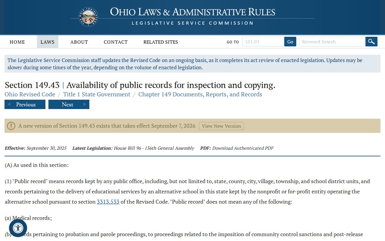 Huron County court records Ohio Public Records Act source