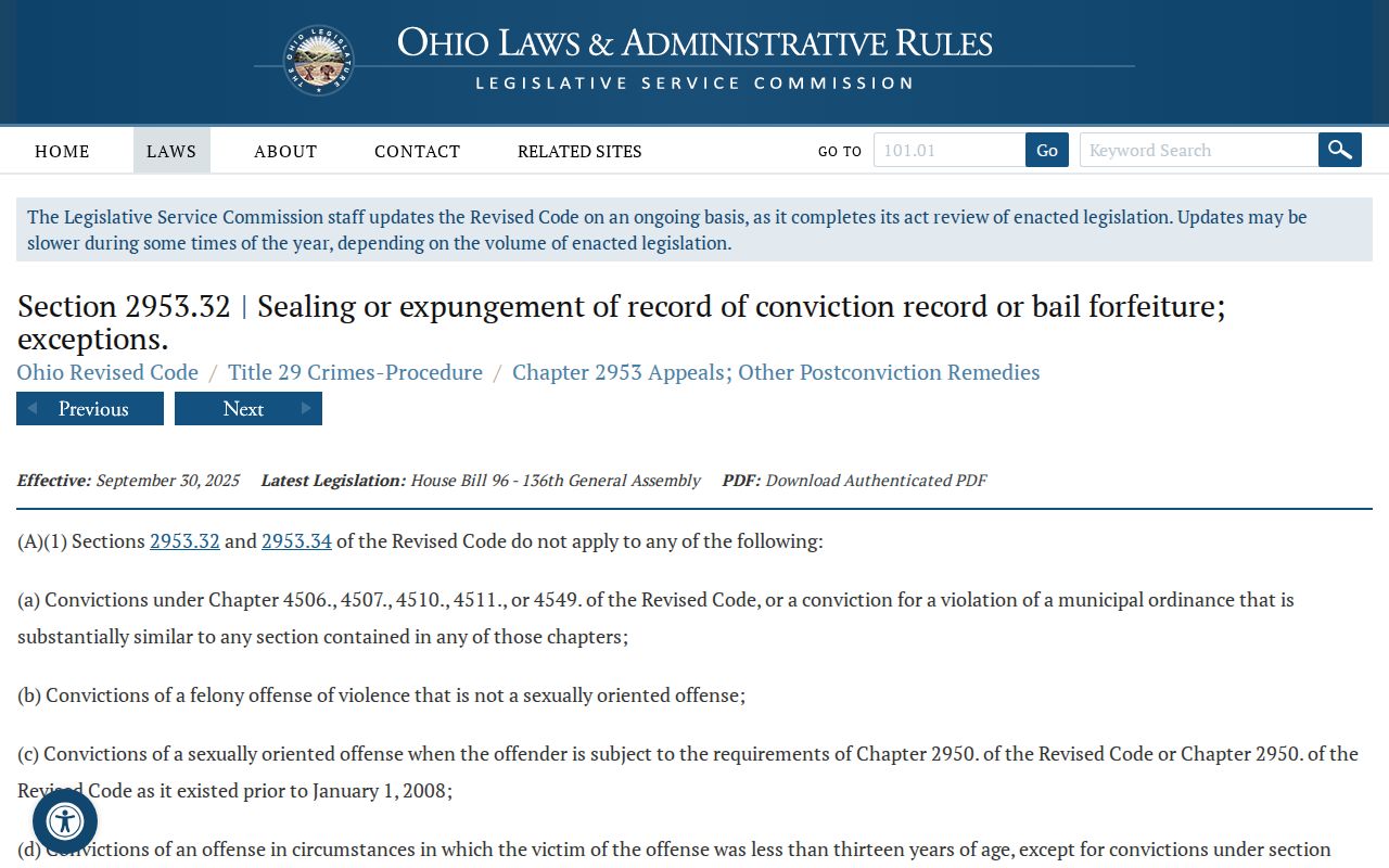 Huron County court records sealing and expungement statute source