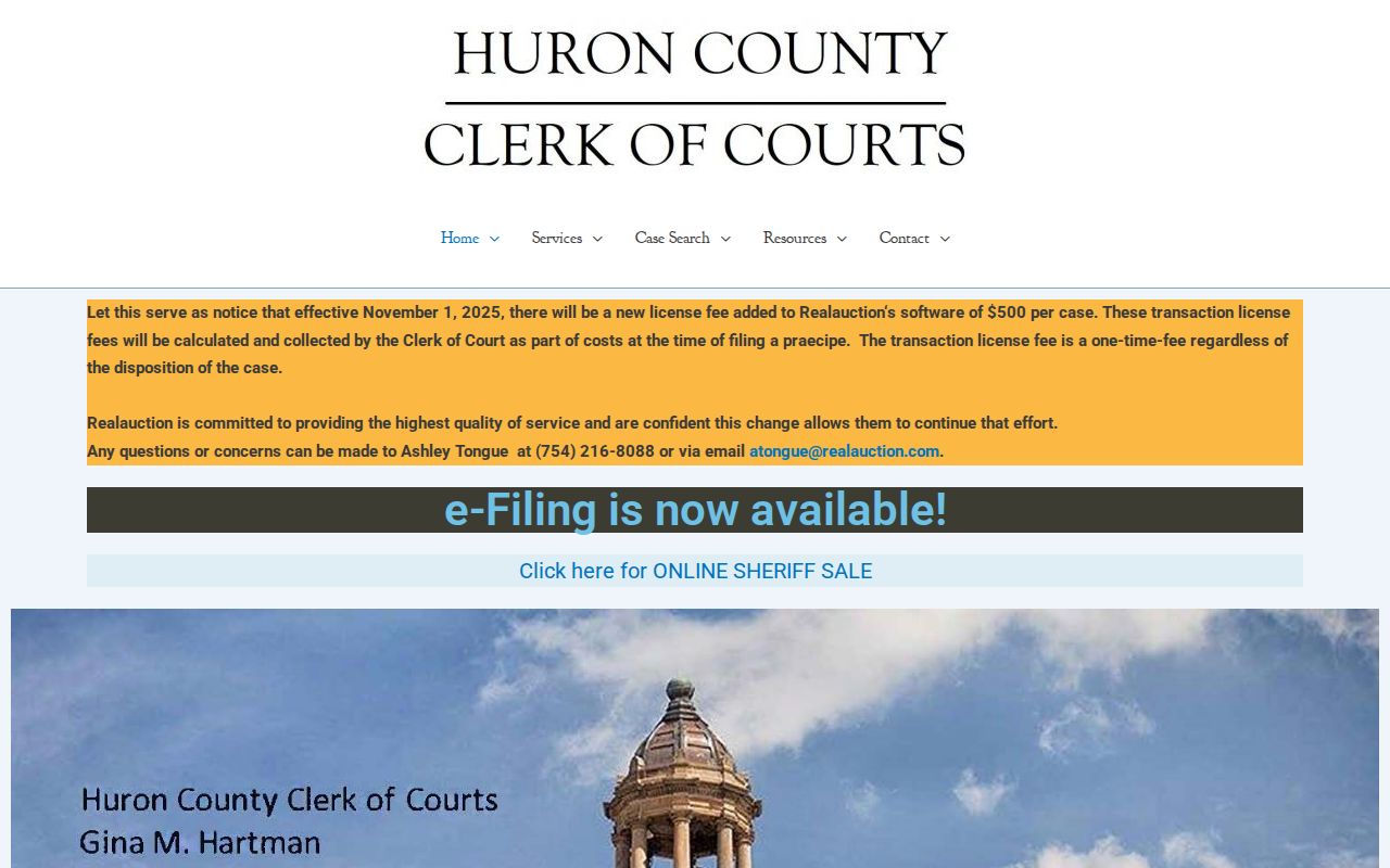 Huron County court docket Clerk of Courts home page