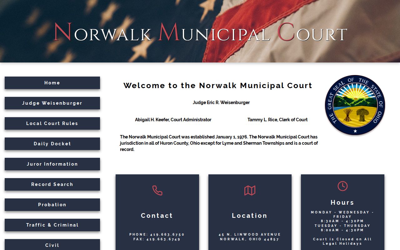 Norwalk court docket Municipal Court home and contact page