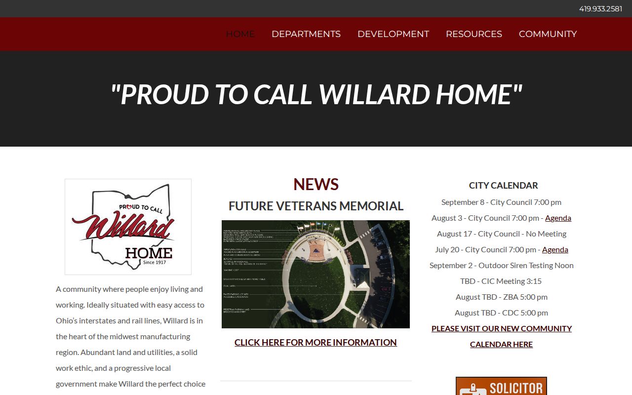Willard court docket City Hall contact and municipal information page