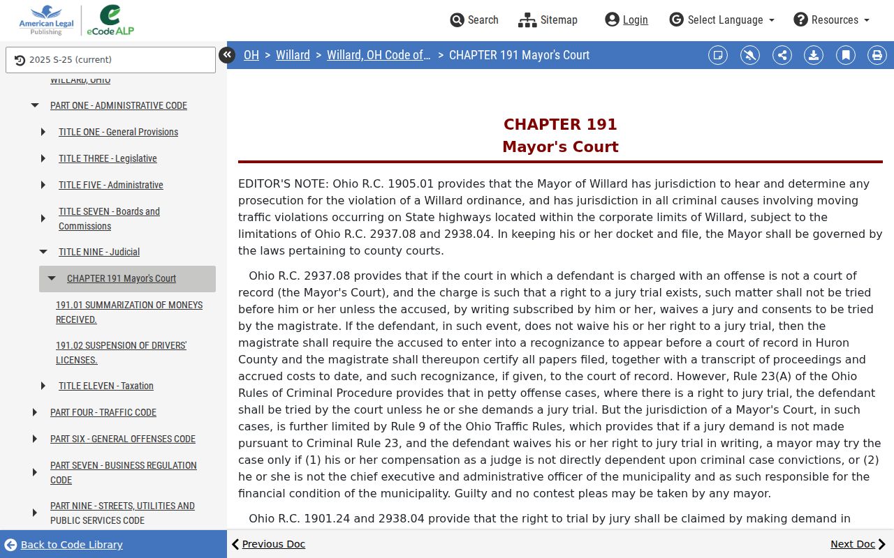Willard court docket Mayor's Court jurisdiction and record-keeping code page